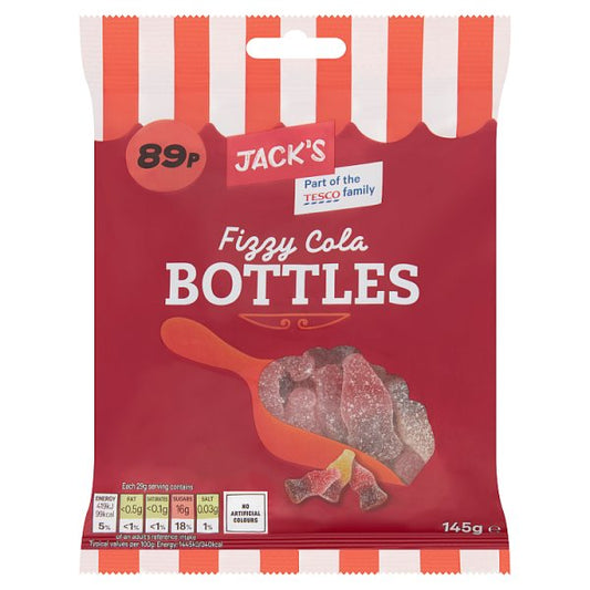 Jacks Fizzy Cola Bottles 145g (SHAREBAG)