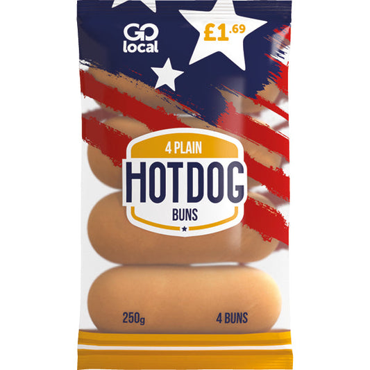 Go Local 4 Plain Hot Dog Buns (ESSENTIALS)