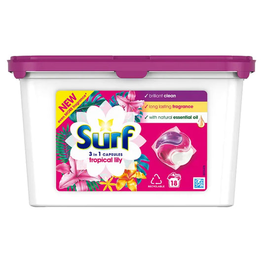 Surf 3 in 1 Tropical Lilly Capsules 15 Washes (HOUSEHOLD)