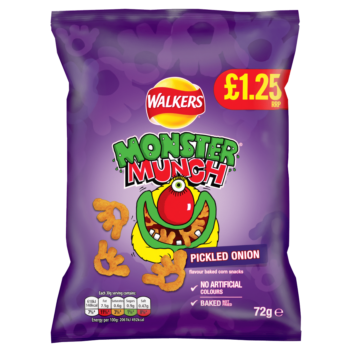 Walkers Monster Munch Pickled Onion 72g (CRISPS)