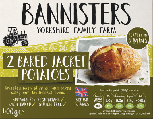 Bannister 2 Baked Jacket Potatoes 400g (FROZEN)