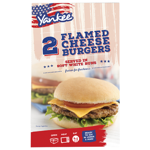 Yankee 2 Flamed Cheese Burgers 228g (FROZEN)