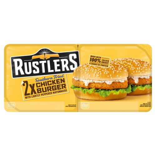 Rustlers 2 Chicken Burgers 272g (CHILLED)