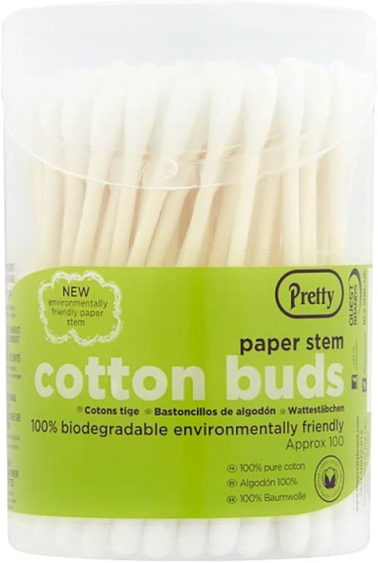 Pretty Paper Stem Cotton Buds 100 (HOUSEHOLD)