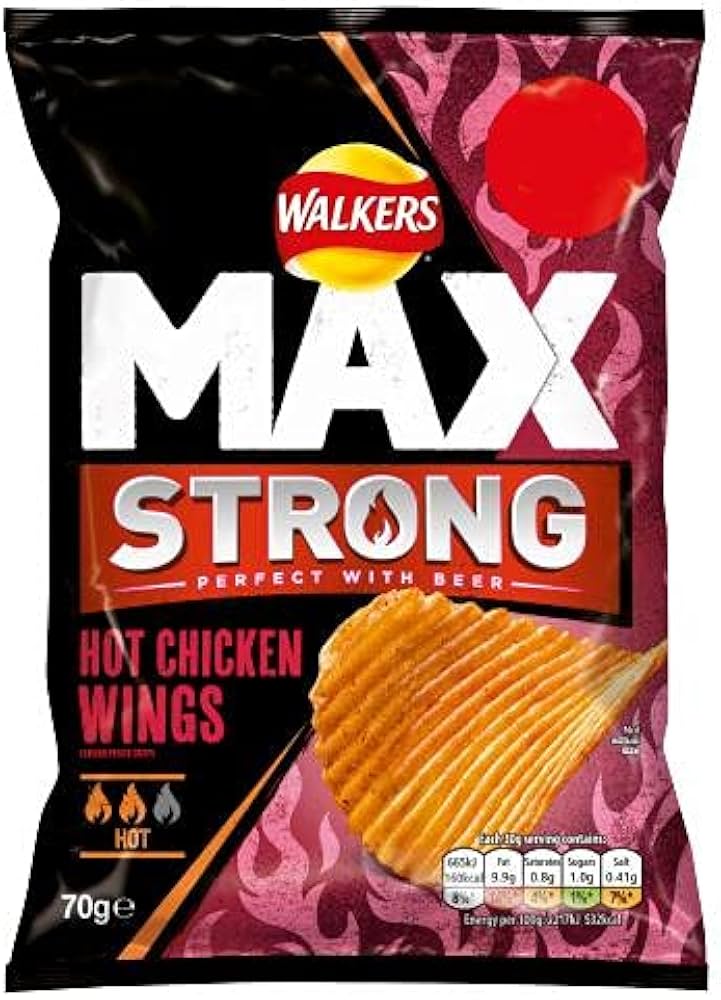 Walkers Max Strong Hot Chicken Wings 70g (CRISPS)