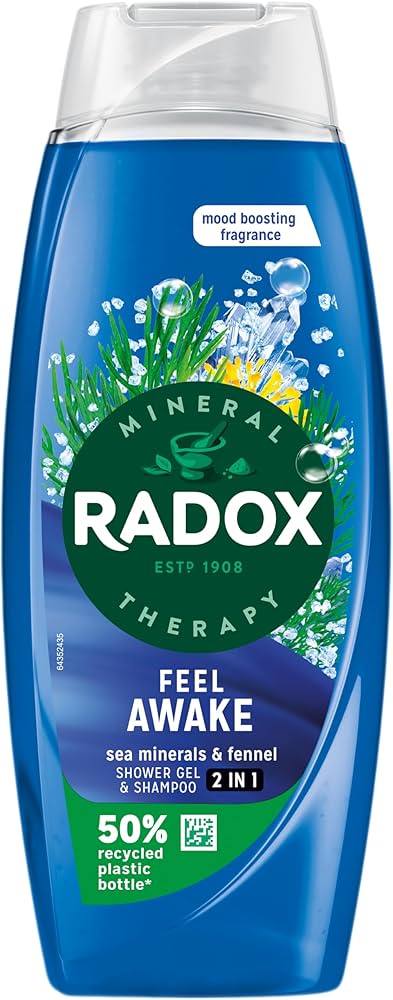 Radox Feel Awake Sea Minerals & Fennel 2in1 Shower Gel & Shampoo 225ml (HOUSEHOLD)