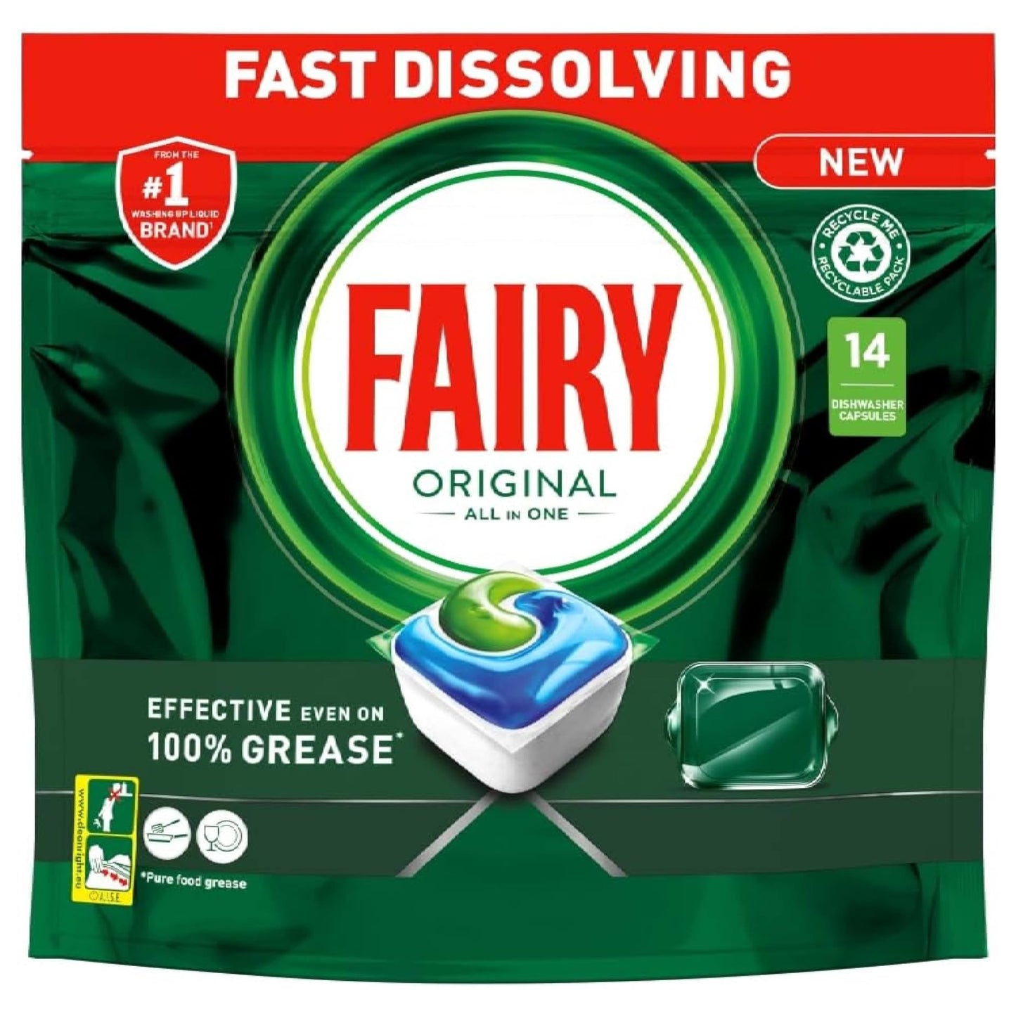 Fairy Original All in One 14 Dishwasher Capsules (HOUSEHOLD)