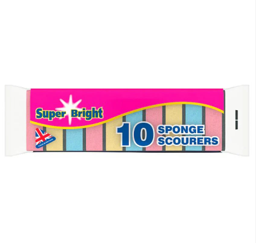 Super Bright Sponge Scourers 10 Pack (HOUSEHOLD)