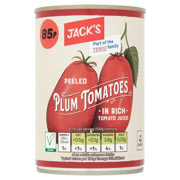 Jacks Peeled Plum Tomatoes 400g (GROCERY)