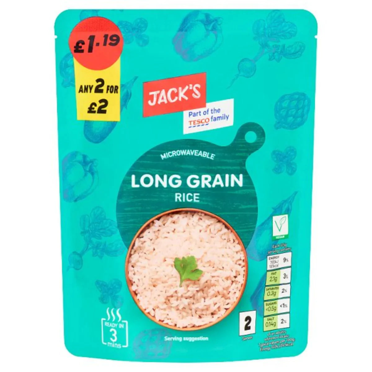 Jacks Microwaveable Long Grain Rice 250g (GROCERY)