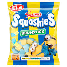 Swizzels Drumstick Squashies Banana & Blueberry 110g (SHAREBAG)