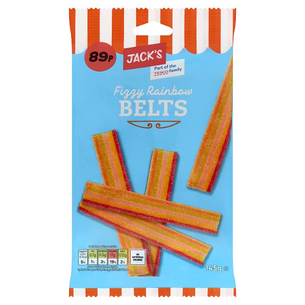 Jacks Fizzy Rainbow Belts 145g (SHAREBAG)