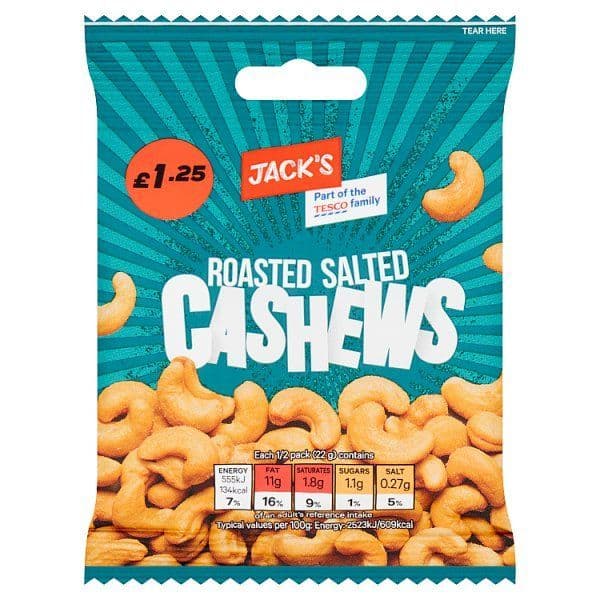 Jacks Roasted Salted Cashews 45g (SHAREBAG)